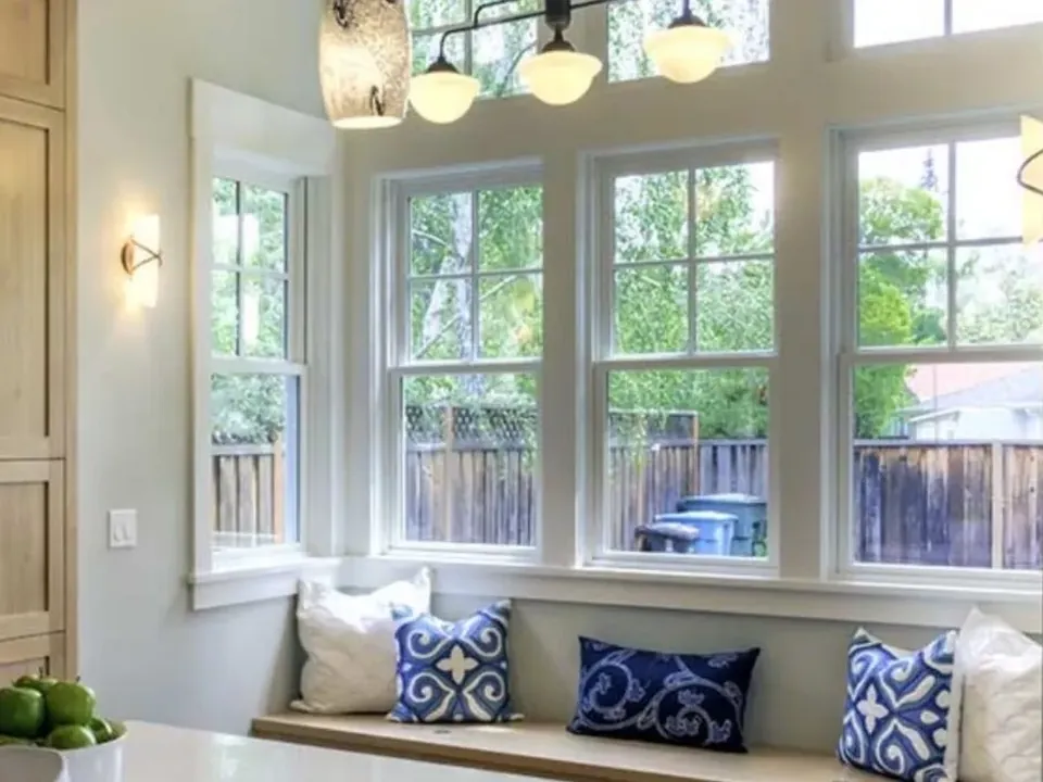 Interior view of a bay window seat installed by Vista Home Improvement